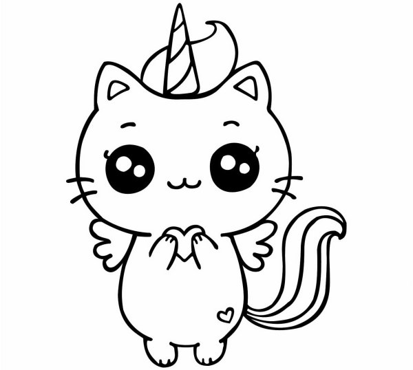 Кошка Единорог раскраска