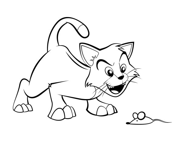 Раскраска кот и мышка