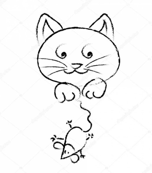 Кошка и мышка рисунок