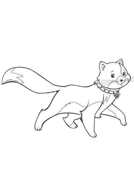 Котенок с ошейником раскраска