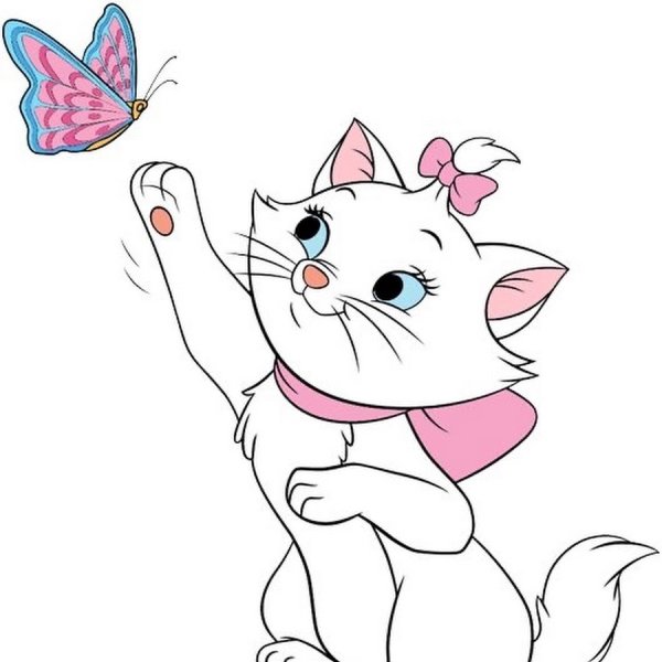 Котенок мультяшный раскраска