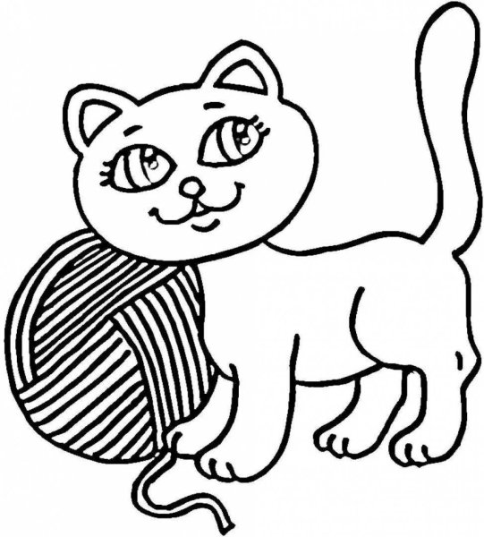 Кошка раскраска для детей