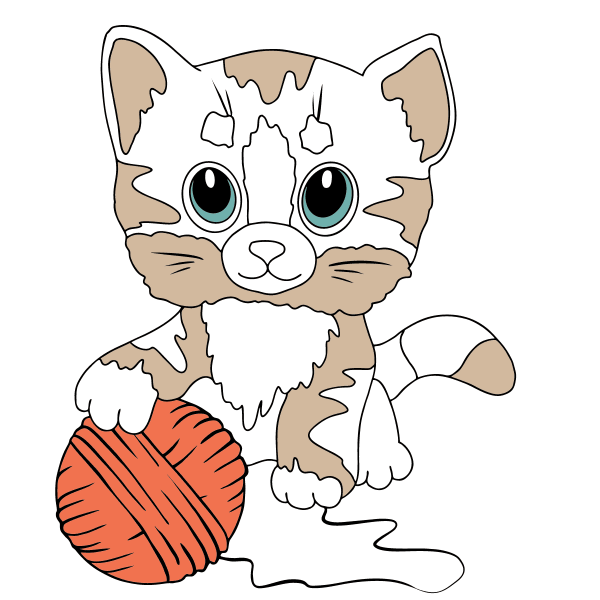 Котенок с клубочком раскраска