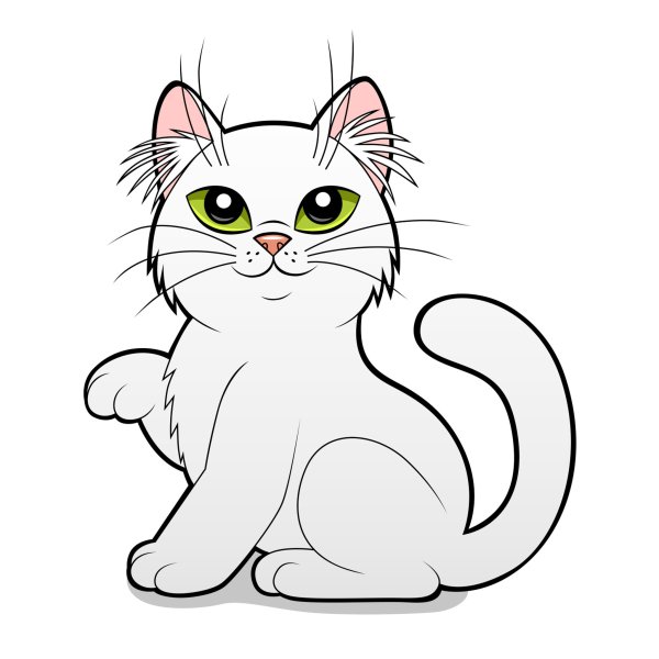 Нарисованная кошка на белом фоне
