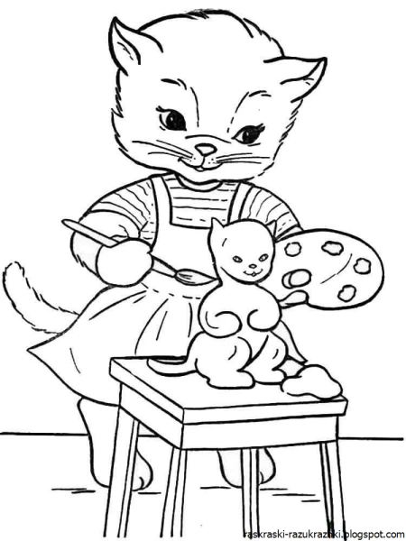 Кошки. Раскраска