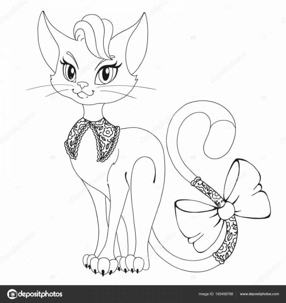Кошка с розовым бантиком