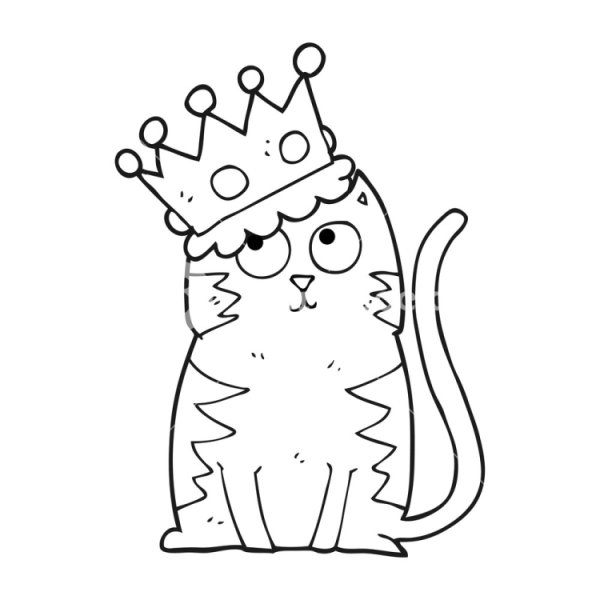 Раскраска котик с короной