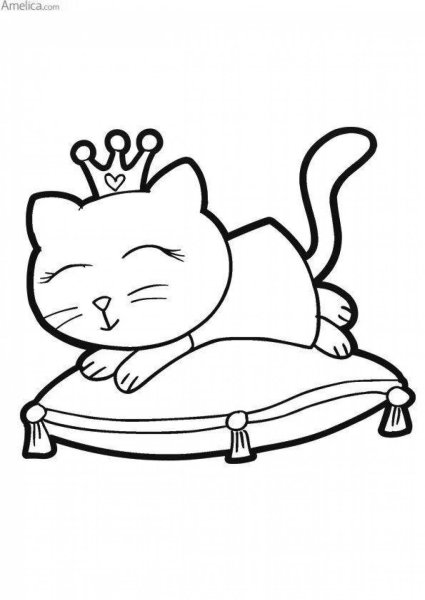 Раскраска кошечка принцесса