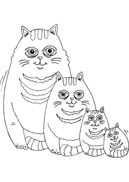 Семья котов раскраска