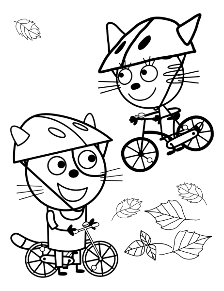 Раскраска 3 кота