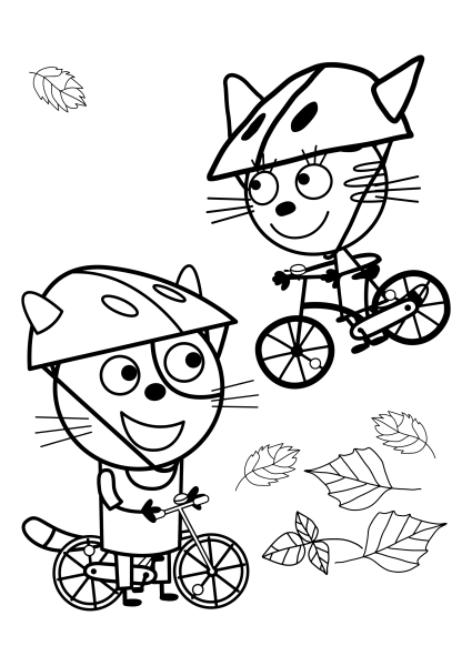 Раскраска 3 кота