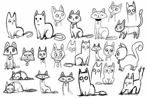 Кошки маленькие рисунки