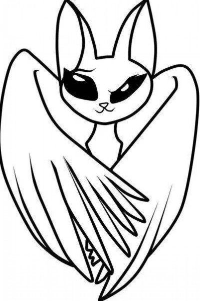 Кошка с крыльями раскраска