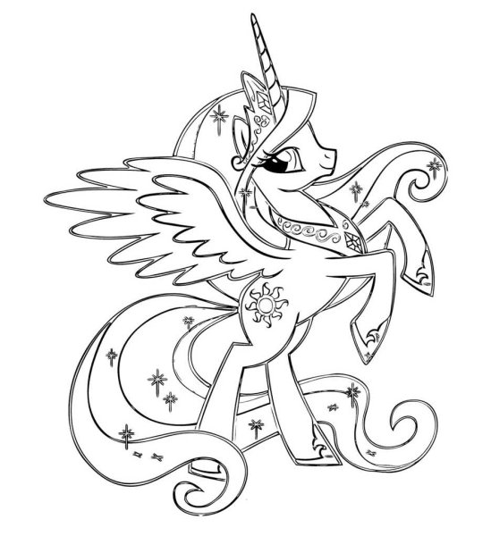 Раскраски my little Pony принцесса Селестия
