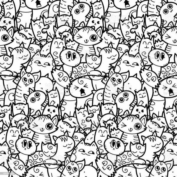Раскраска котики много