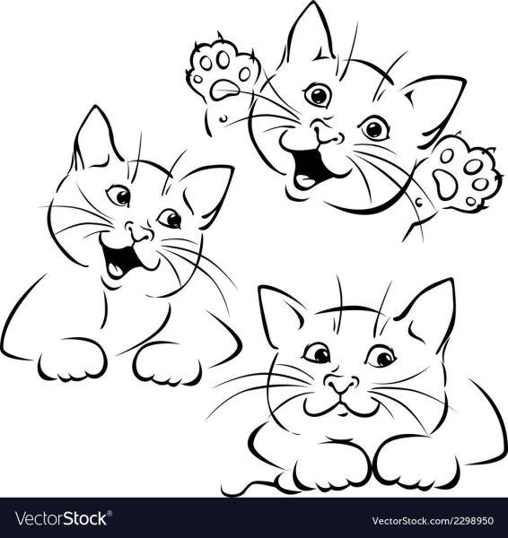Котенок вектор чб