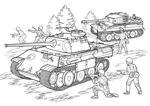 Раскраска танк т34 Военная техника