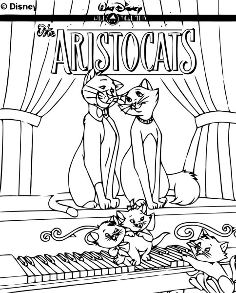 Раскраска коты Аристократы Томас омели