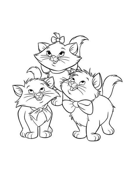 Раскраска кошка с котятами