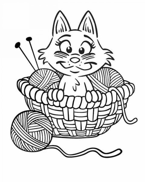 Котята в корзинке для раскрашивания