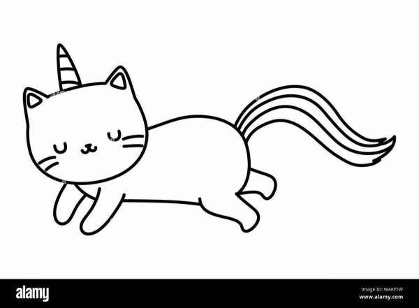 Раскраска котик единорожек