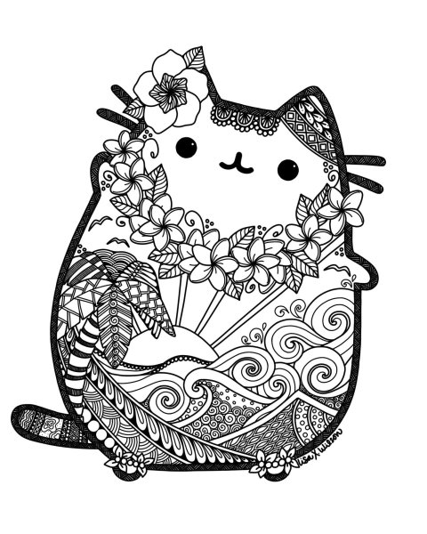 Кошка раскраска для детей