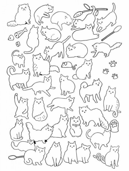 Раскраска много котов