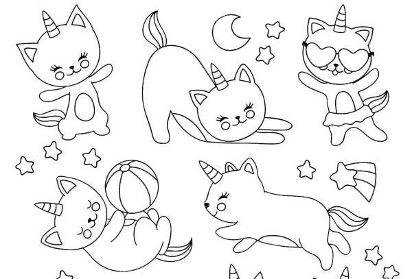 Раскраски котики маленькие