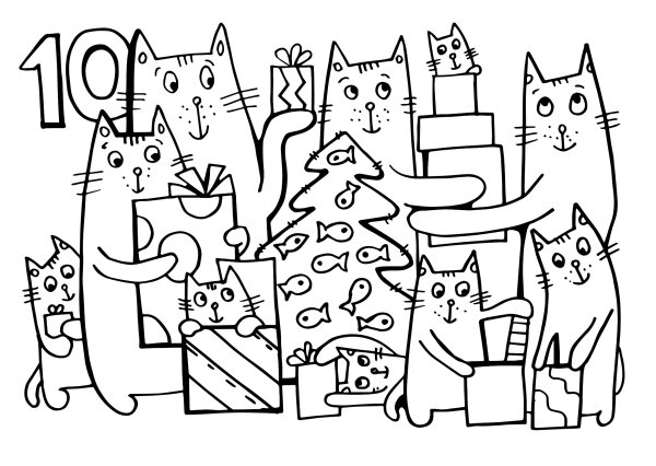 Раскраска. Котики