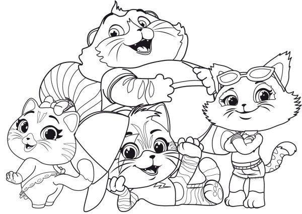Кошки. Раскраска