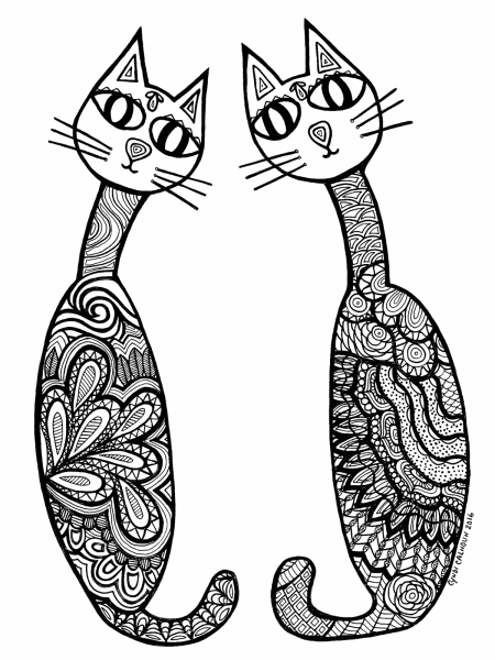Раскраска. Котики