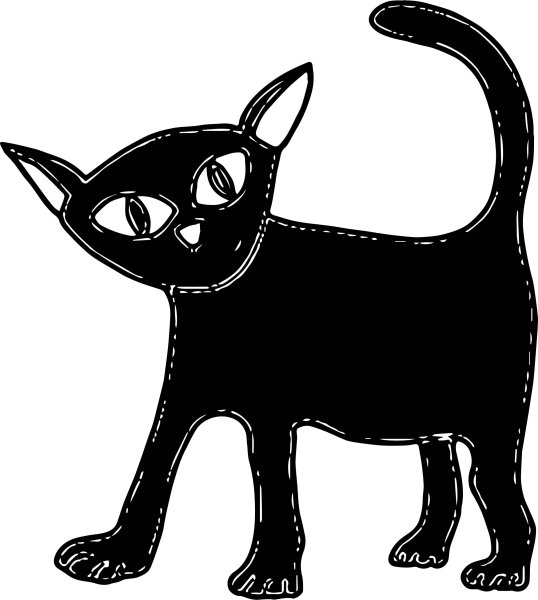 Кошка на Хэллоуин раскраска