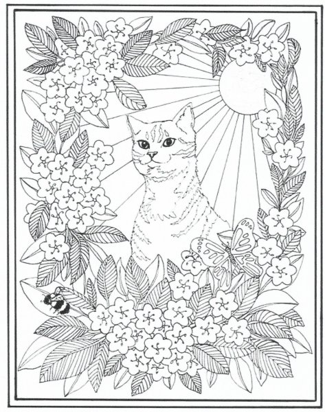 Раскраска новогодний котик