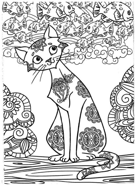 Кошки. Раскраска