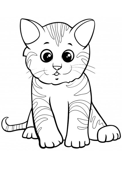 Раскраска сидит котик Векторная