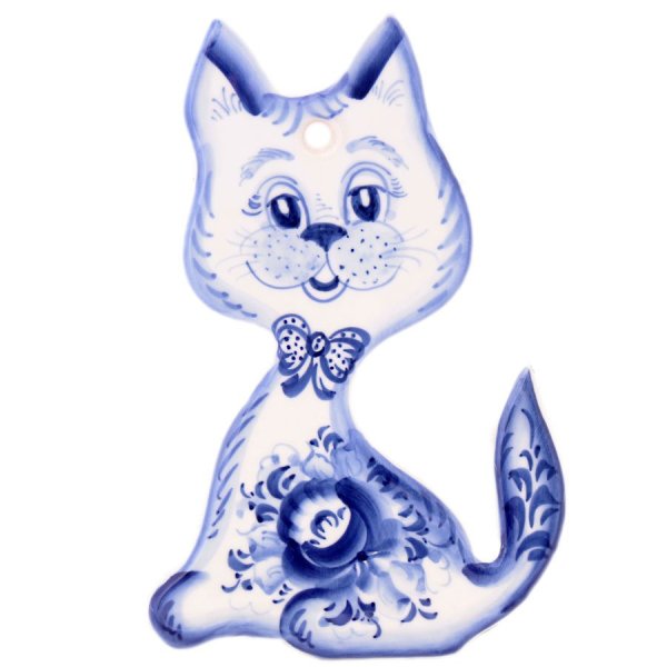 Гжельская игрушка кошка