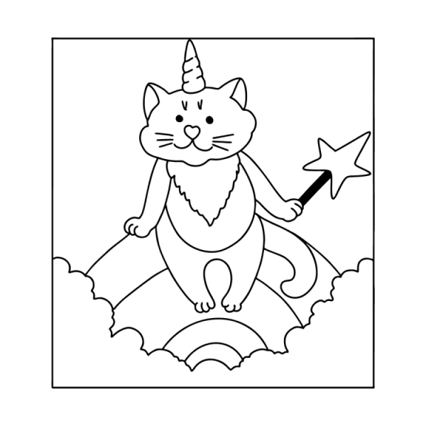 Раскраска котенок Единорог