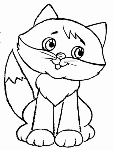 Раскраска кошечка для малышей 2-3