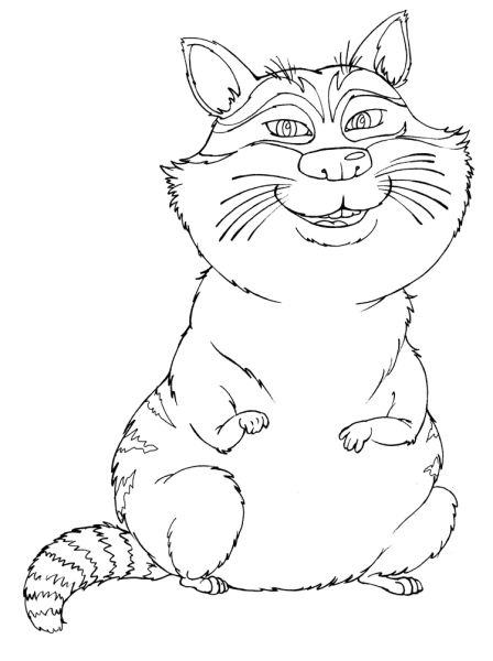 Кот Баюн раскраска для детей