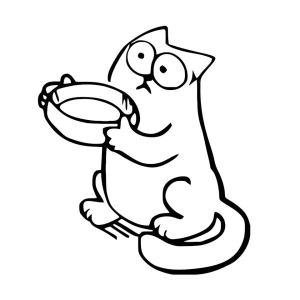 Котик черно белый рисунок