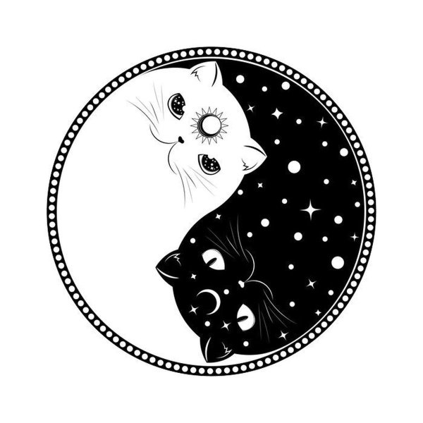 Инь Ян кошки в лайнворк