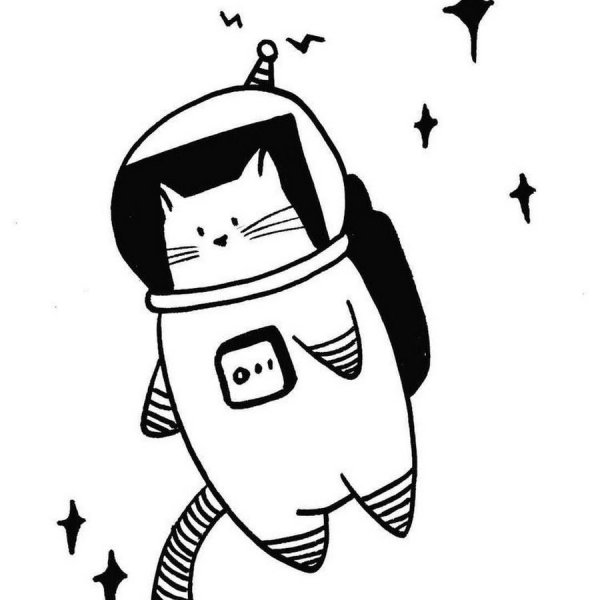 Кот космонавт рисунок