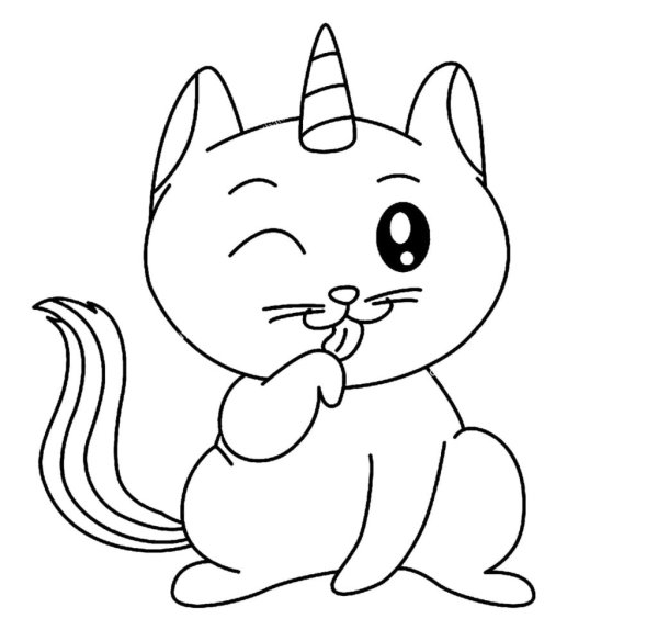 Раскраска котик Единорог