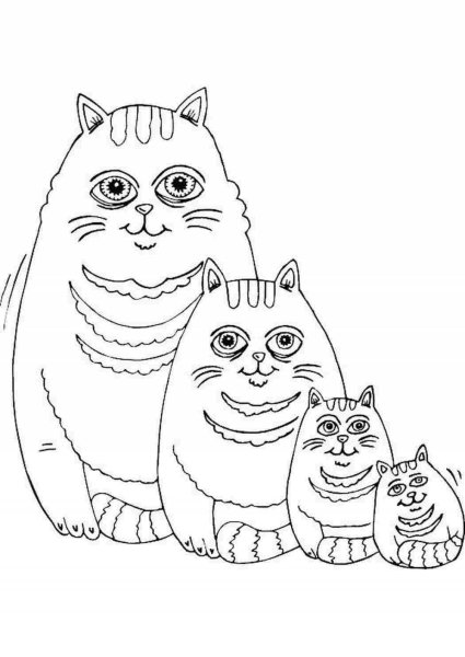 Семья котов раскраска