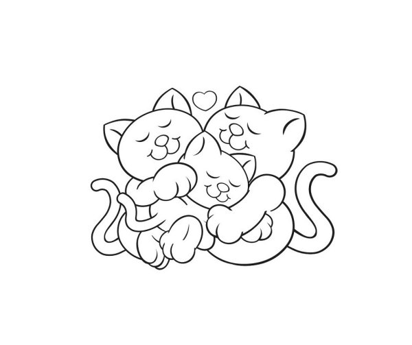 Семья котов раскраска для детей