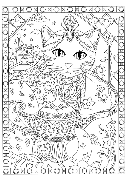 Кошка с крыльями раскраска