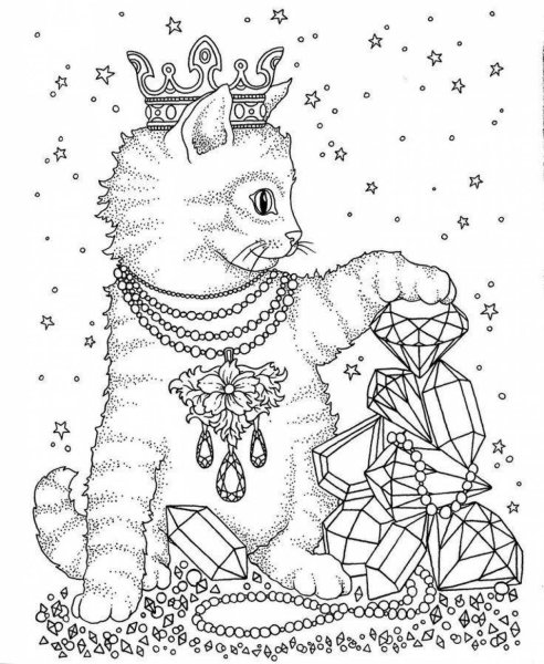 Сказочная кошка раскраска