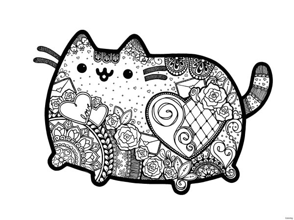 Котики для раскрашивания сложные