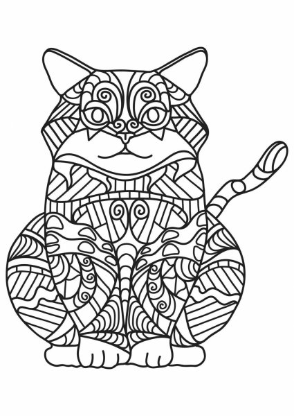 Раскраски котики с узорами
