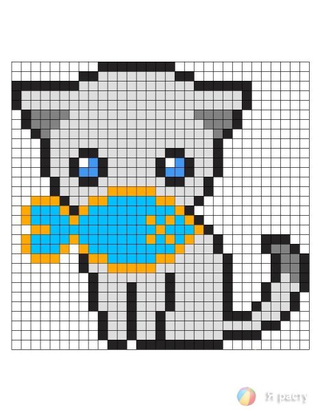 Рисунки по клеточкам котики